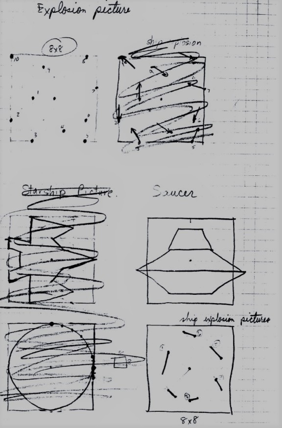 Asteroids Explosion Saucer Drawings